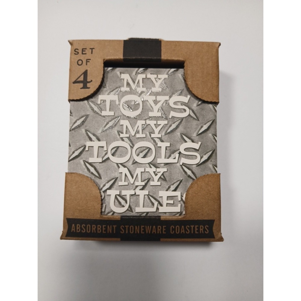Carson Absorbent Stoneware Coasters Natural Cork Back Garage Set of‎ 4